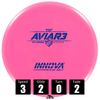 Disco de disc golf Innova Aviar 3 de plástico XT, con número de vuelo: velocidad 3, planeo 2, giro 0 y desvanecimiento 2.